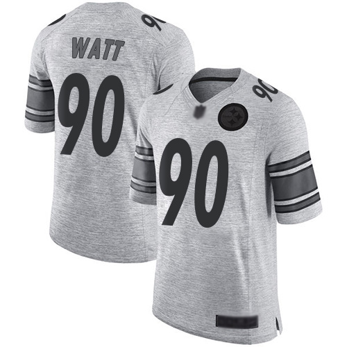 Men Pittsburgh Steelers Football #90 Limited Gray T J Watt Gridiron II Nike NFL Jersey->pittsburgh steelers->NFL Jersey